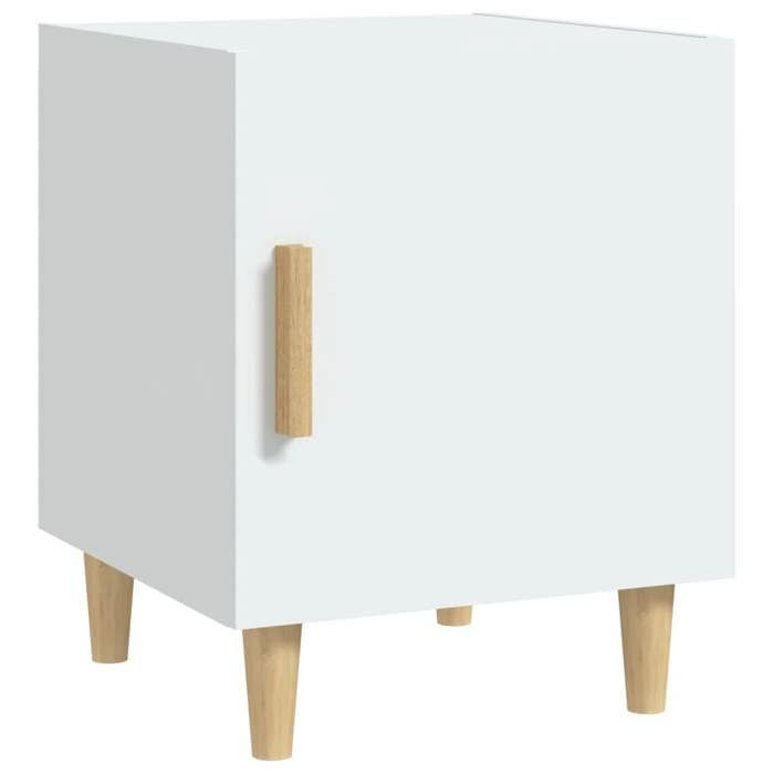 Table de chevet - GKO - Blanc - Bois dingénierie - 40x40x50 cm - 1 porte - Assemblage requis
