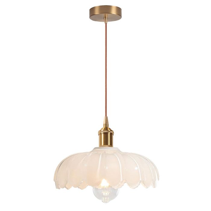 WOTTES 1 x Suspension Luminaire en Verre Lotus Blanc Ø25cm Industriel Vintage Lustre Pendentif Créative Pour Salle à manger Bar