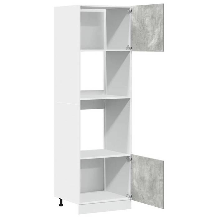 Printemps 2026 SoldesGris Armoire Bas de Restaurant/Meuble colonne - Meuble micro-ondes Lyon Gris béton 60x57x207 cm Bois dingé