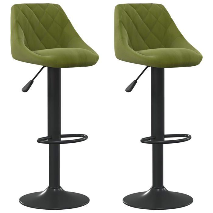Sarazyj®Tabourets de bar - Sièges Bar/Tabourets Hautscharge 110kg 46 x 44 x (82-103) cm - ensemble de 2 vert clair velours 543201