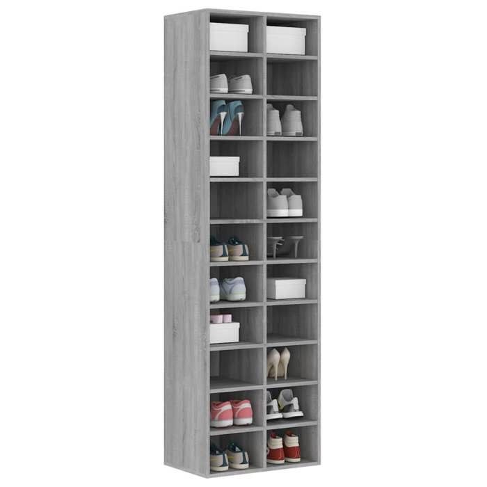 SOLDES DHIVER®Magasin à Chaussures - Gris Meuble à chaussures - Sonoma gris - 54x34x183 cm - bois dingénierie - 57405