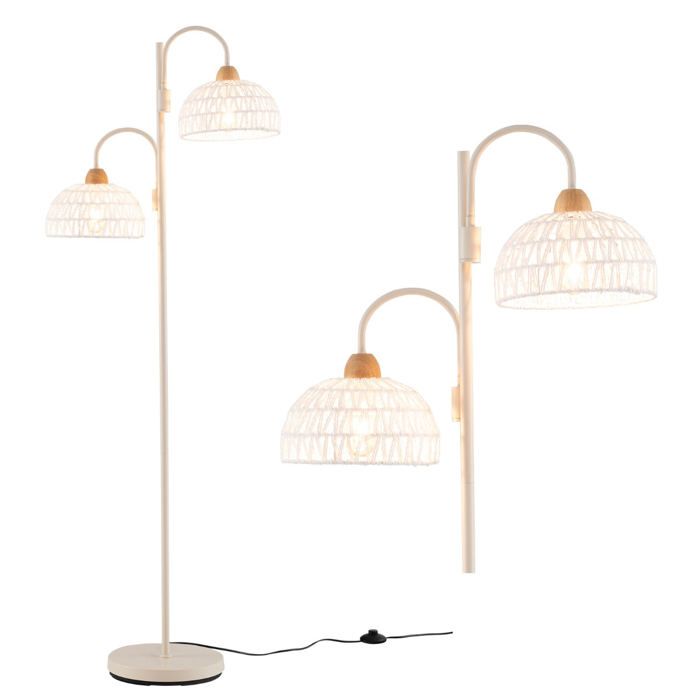 Lampadaire - HELLOSHOP26 - 20_0012297 - 2 lampes E27 - Rotatif 350° - Abat-jours corde tressée Lampadaire - HELLOSHOP26 - 20_0012297 - 2 lampes E27 - Rotatif 350° - Abat-jours corde tressée