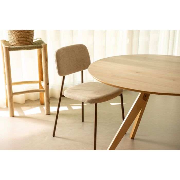 Lot de 4 Chaises – Piètement Effet Noyer & Tissu Sable Style Contemporain