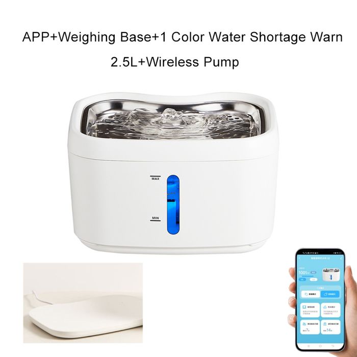 Fontaine à eau sans fil pour chat - Phoesky - 2.5L - Fenêtre niveau deau - Lumière LED - Distributeur automatique