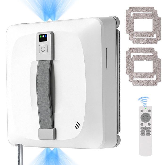 INSE WA9 Pro Robot Lave-Vitre 8000Pa Double Pulvérisation Détection Laser Sans Cadre 4 Modes Télécommande 4 Chiffons Blanc