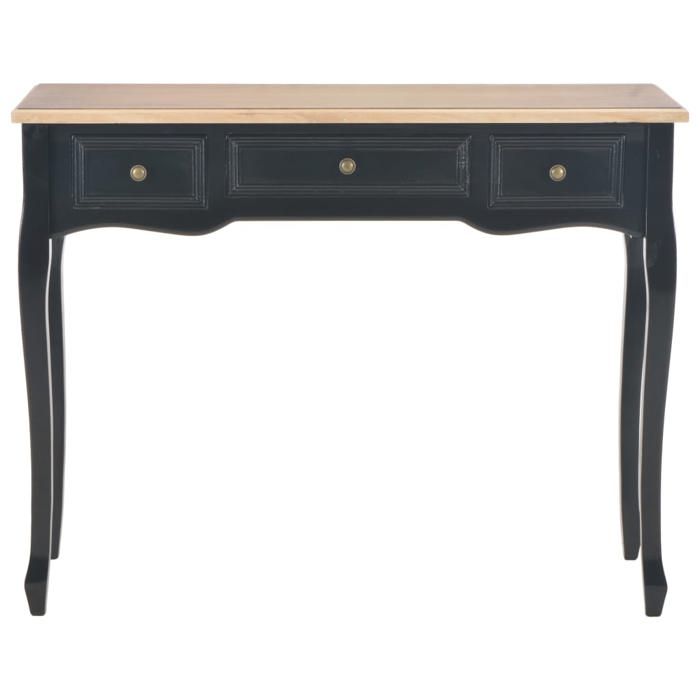 Console Meuble - Noir - Table d’Entrée - et coiffeuse avec 3 tiroirs Noir 100x35x78 cm T8839