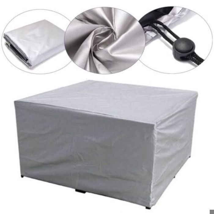Housse de protection mobilier jardin - OKZ - 115×115×70 cm - 210D Oxford - Imperméable anti-UV - Argent