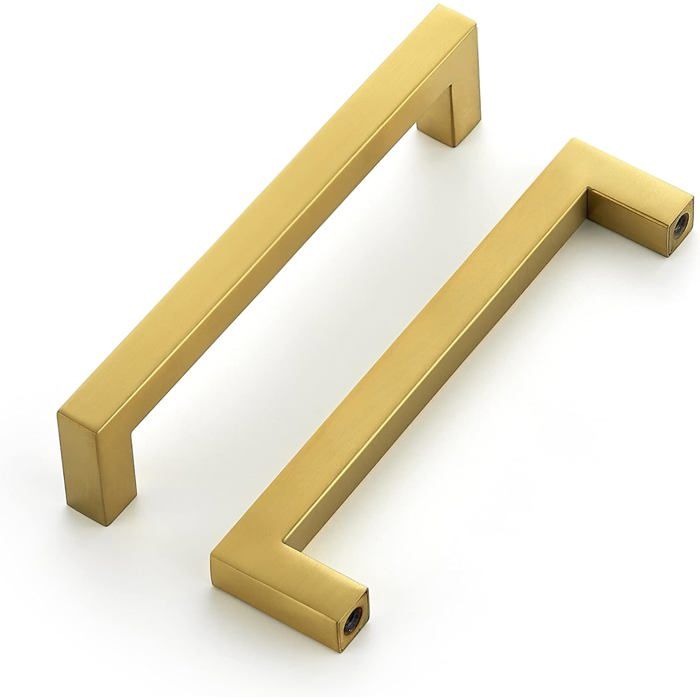 Poignées De Meuble Inox Lot De 10 Entraxe 128 Mm Finition Laiton Brossé Tirants Pour Placard Cuisine Et Tiroir