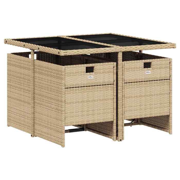 Set salon dExtérieur - Table et 4 Chaises Beige - Ensemble à manger de jardin coussins 5 pcs - mélange beige rotin 52.6 Kg 5 42490