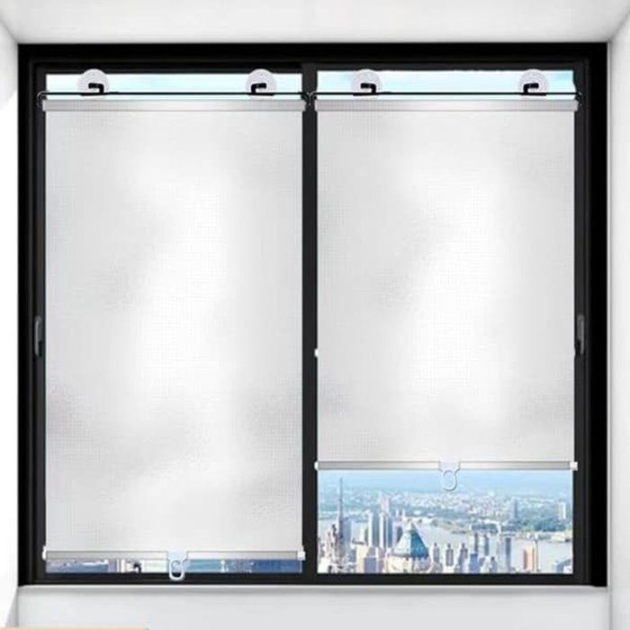 Store Enrouleur Occultant Pvc Avec Ventouses Telescopique Portable 40 x 125 cm Lot De 2 Argent Isolation Thermique