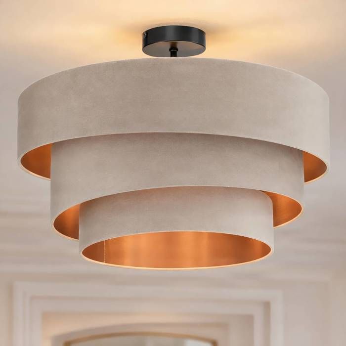 Plafonnier - Lindby - lampe de plafond - Tissu textile - crème doré