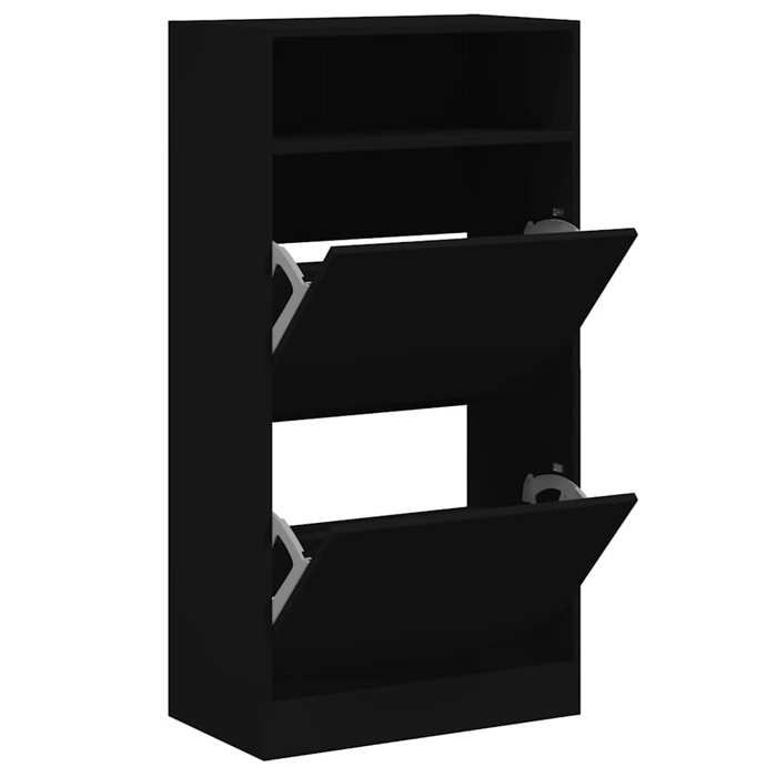 Moderne Armoire à chaussures noir 60x34x116 cm bois dingénierie Etagères & casiers à chaussures @EU61792