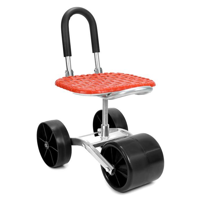 ® Tabouret de Jardin à roulettes siège Roulant pour Le Jardinage Rotatif à 360 ° Rouge réglable en Hauteur pour la Maison et