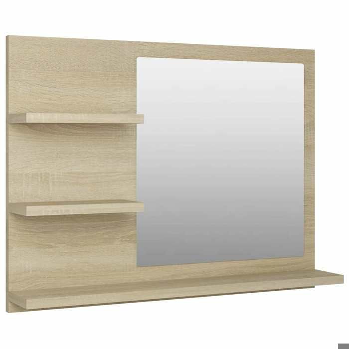 EASYLIFE Miroir de salle de bain chêne sonoma bois d’ingénierie VIDAXL Cadre stable LL1692
