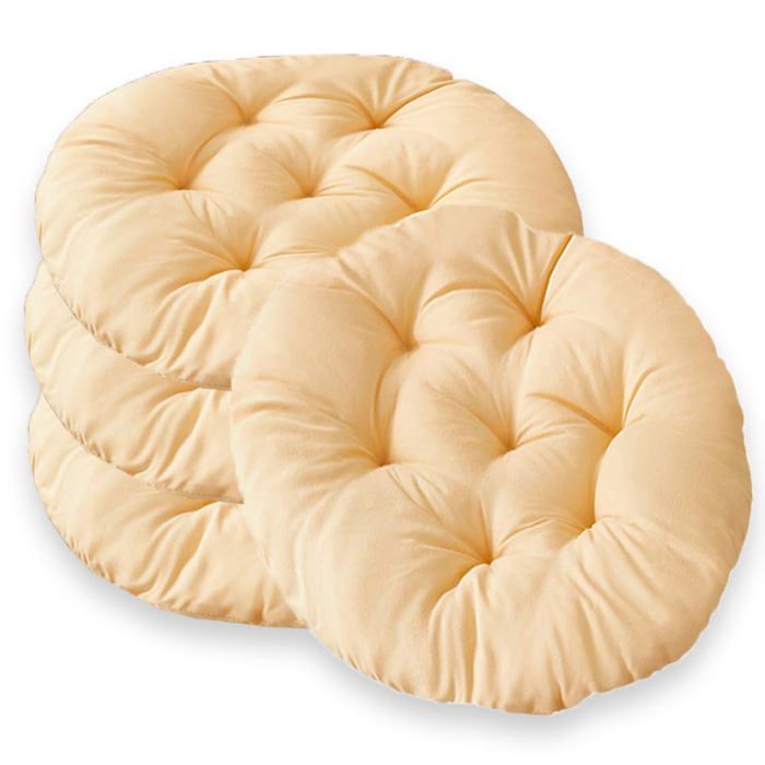 Coussin de chaise rond - GRANDSALEY - Lot de 4 - Ø 40 cm - Gris anthracite - Garnissage coton de perles