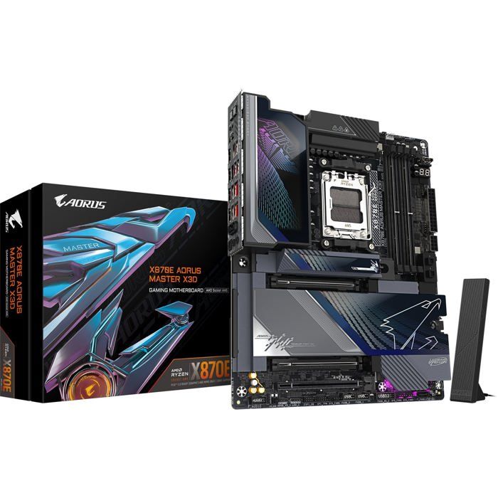 Carte mère ATX - GIGABYTE - Socket AM5 - Chipset AMD X870E - DDR5 jusqu’à 256 Go - 9000 MHz (OC) - 4 emplacements DIMM