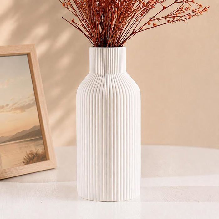 Vase en céramique 20 cm de Haut Motif Herbes de Pampa Petit Vase décoratif pour Table étagère cheminée Bnc VASE