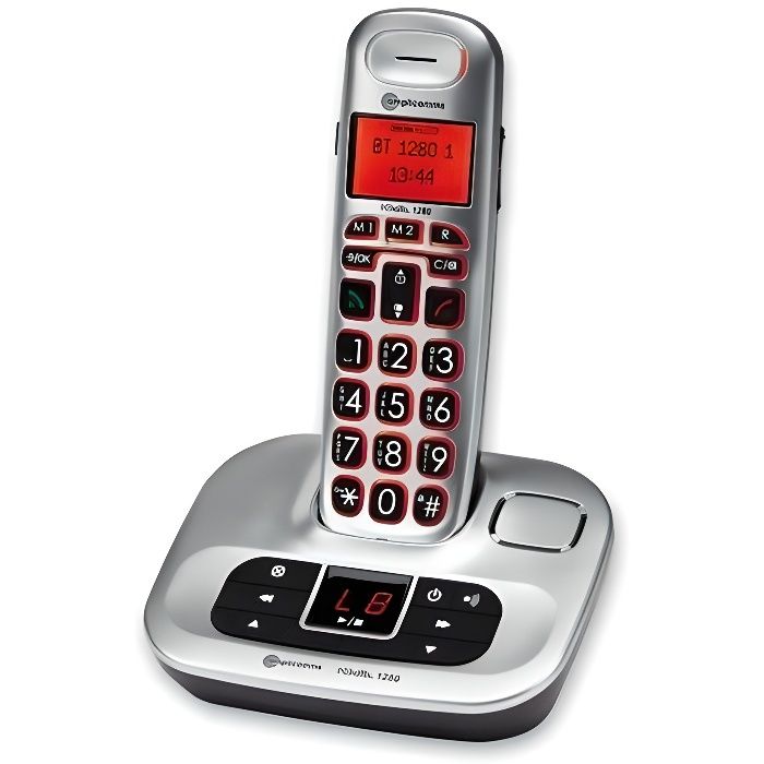 Téléphone fixe senior sans fil Solo Amplicomms Bigtel 1200 avec grosses  touches - Cdiscount Téléphonie