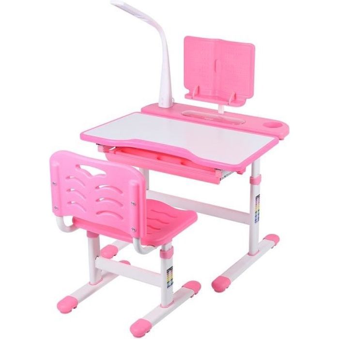 foreven ensemble de bureau et chaise enfant hauteur réglable pivotant 0 à 45 ° set table ergonomique
