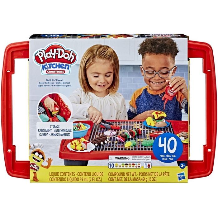 Coffret Play Doh Super Barbecue Grill 40 pieces pots pate a modeler table jeu accessoires Set Jouet Creations carte