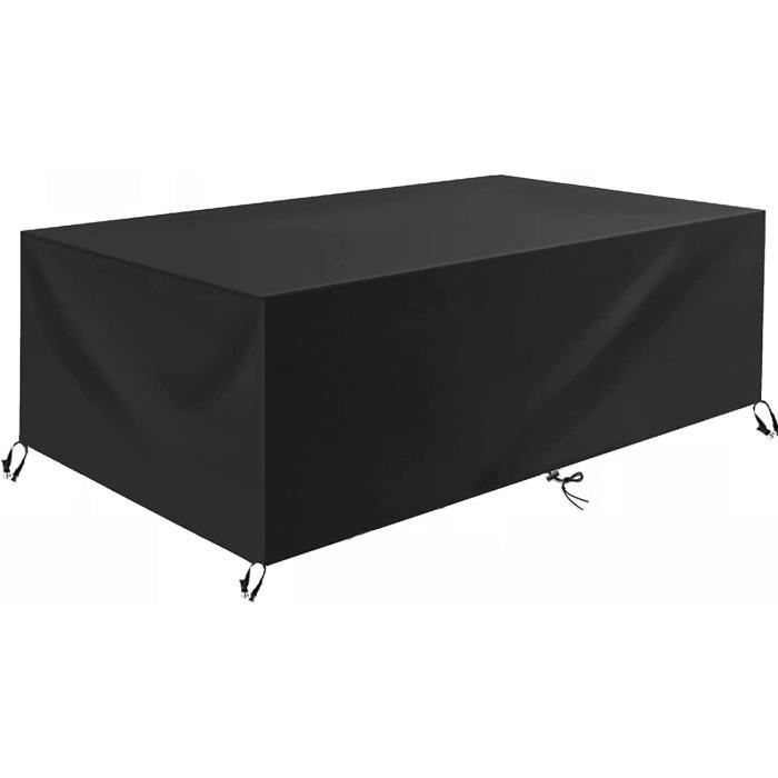 Housse De Table Jardin Imperméable 200x100cm - Tissu Oxford 420D, UV, Cordon Serrage