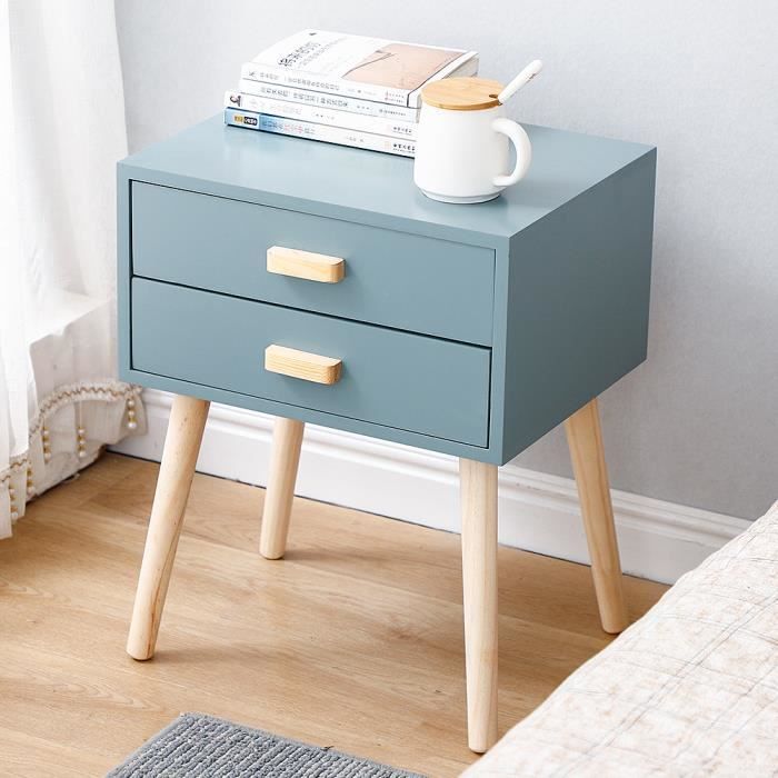 maestroha-table de chevet minimaliste scandinave à 2 tiroirs, armoire de rangement bleu émeraude 45*35*59.5cm