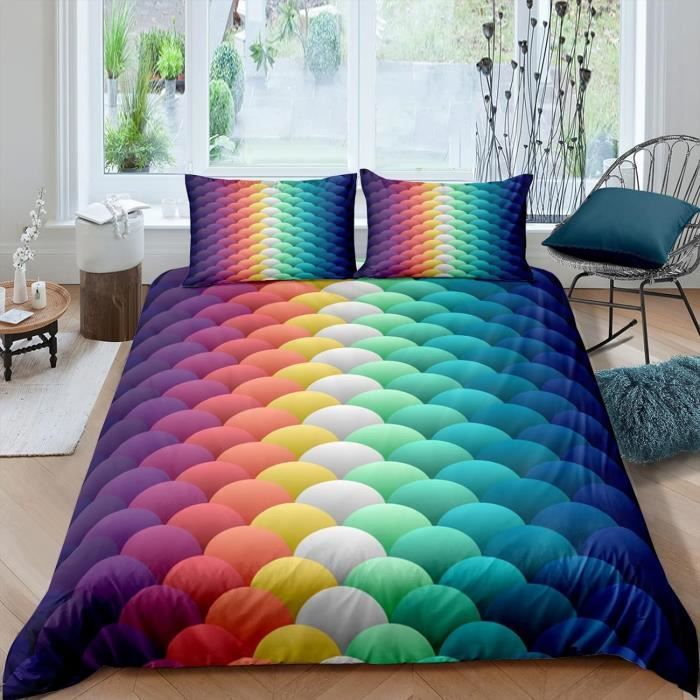Housse De Couette 3 Pièces Colorée – Microfibre Douce Pour Enfants Et Adultes