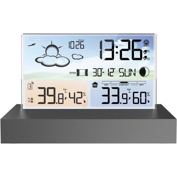 Station Météo Sans Fil Intérieur/extérieur – Écran LED Couleur – Thermo-hygro – Pression, Température, Humidité