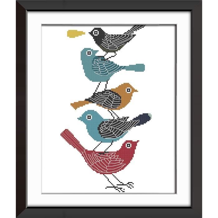 Kits de broderie point de croix comptés : animaux, oiseaux, insectes