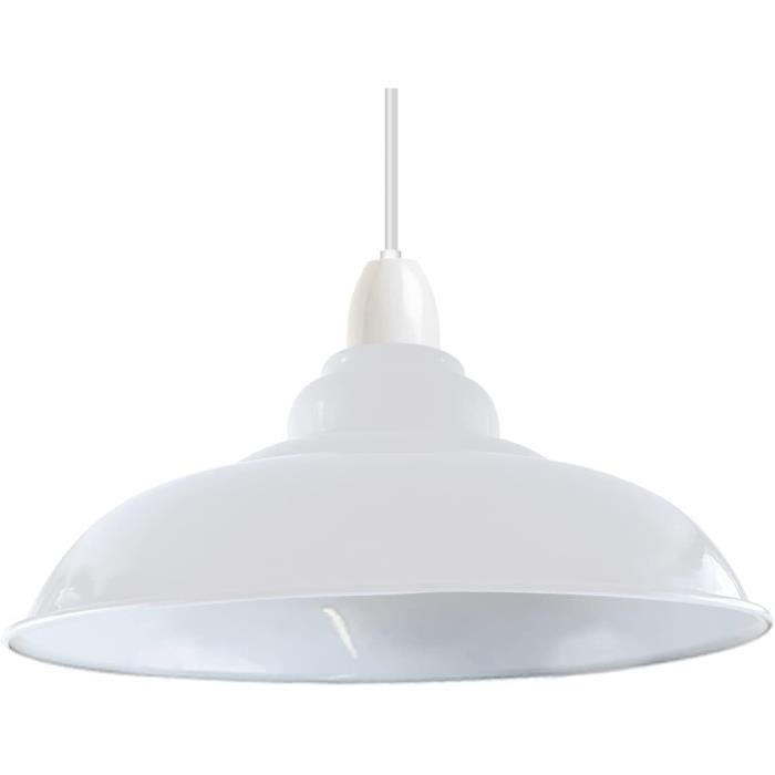LEDSone Abat-jour Rétro Industriel Métal Cone Blanc E27 - Pour Cuisine Et Salle à Manger