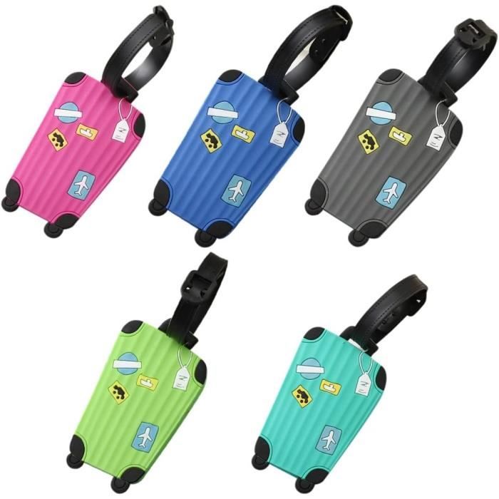 6 Étiquettes à Bagage Transparentes PVC Avec Lanières Métal - Porte-Étiquettes Croisière, Avion, Voyage - 6