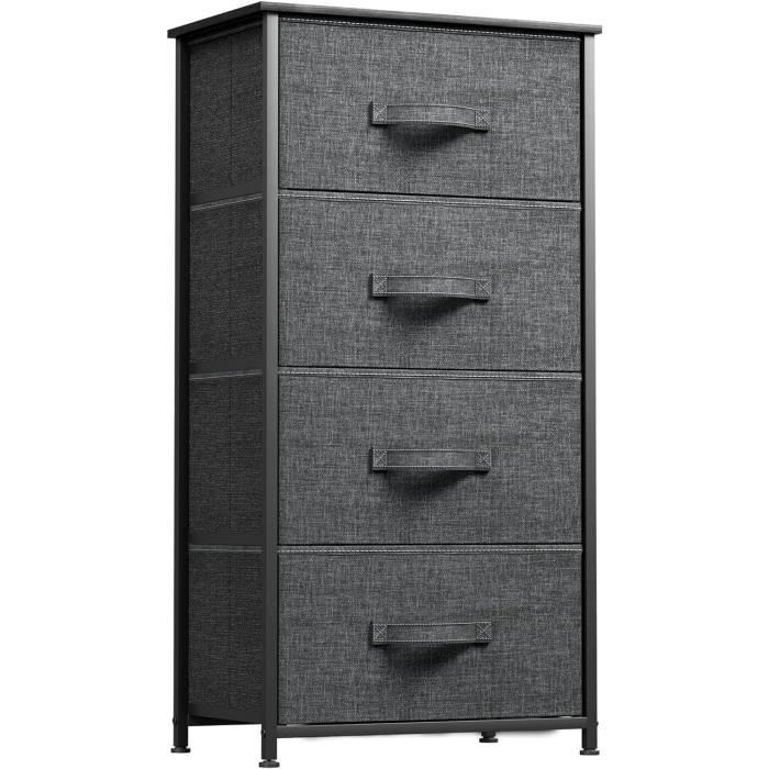 Commode 5 Tiroirs En Rotin Et Bois - Moderne, Rangement Spacieux - 91x60x34 Cm - Pour Chambre, Salon Ou Entrée