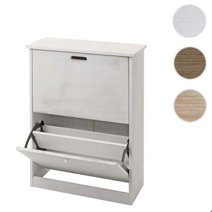 MCW Meuble à chaussures MCW-K45 MDF en paulownia certifié MVG shabby blanc