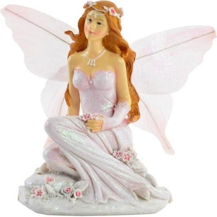 13,5 cm AVENUELAFAYETTE Figurine Statuette Fée Elfe Rose Assise