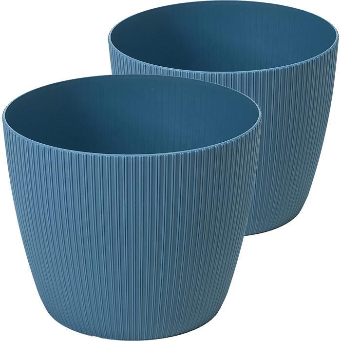 Tymar Vaso Per Fiori Rotondo In Polipropilene – 2 Pezzi, Colore Blu Marino, Diametro 13,5 Cm, Per Interni Ed Esterni - 2