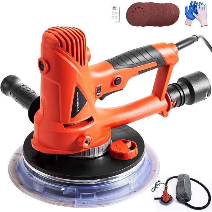 Ponceuse Murale Électrique 1200W Pour Cloisons Sèches - 180mm, Aspiration Intégrée, LED - 1200-2500 Tr/min