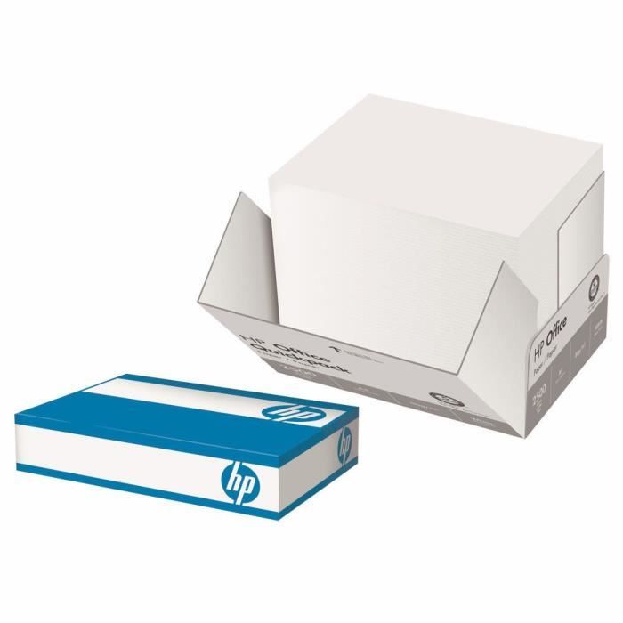 Carton de 2500 feuilles HP Office - Format A4 (80 g-m²) - Couleur blanc