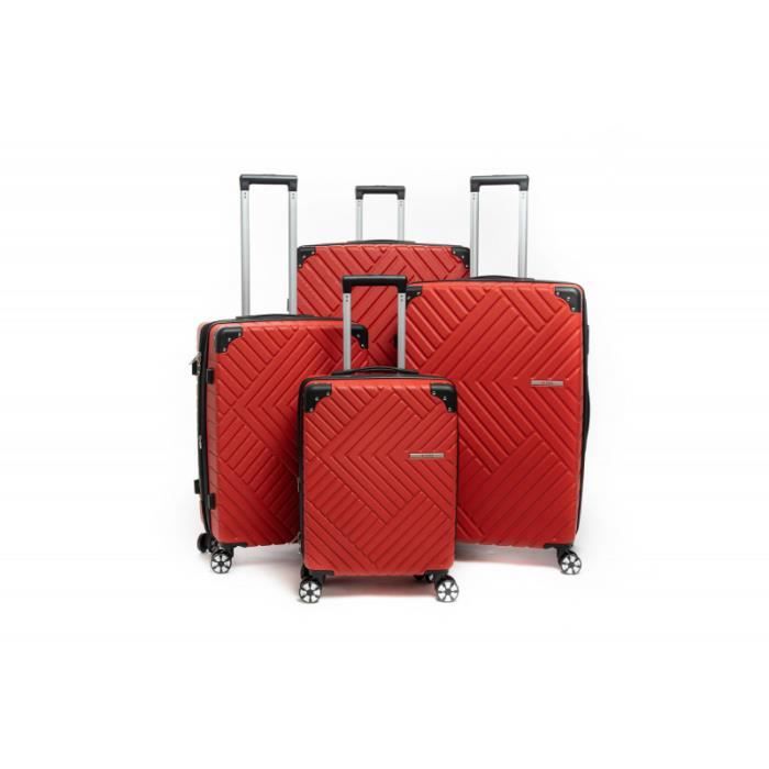 lot de 4 valises extensibles rigides xxl + 30% de volume - lys paris - rouge