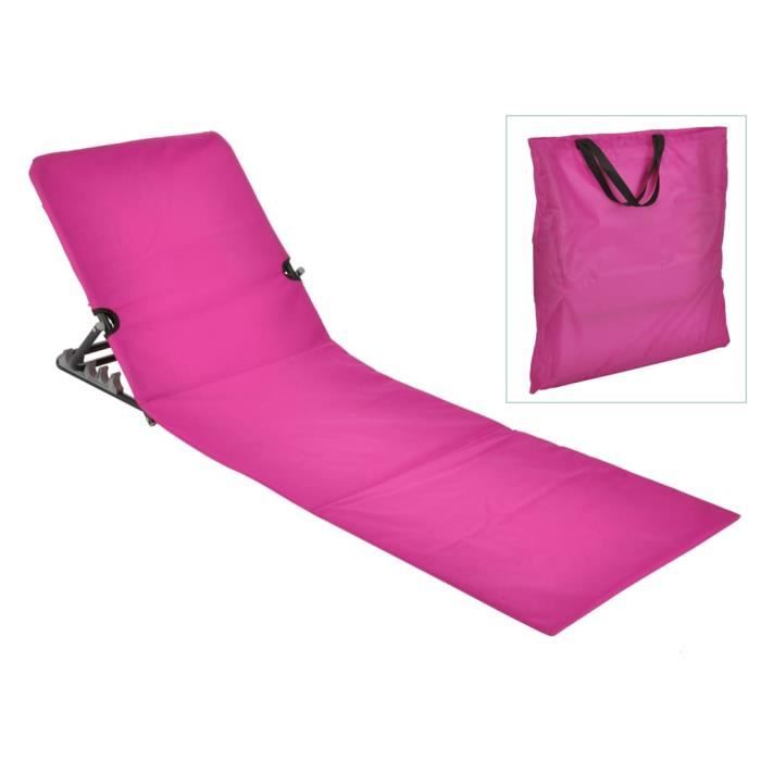 Chaise de plage pliable PVC Rose - HI - Pliant - 2 poches de rangement