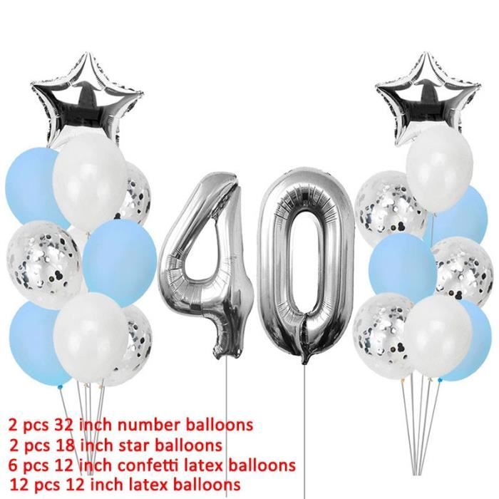 22pcs Silver 40th Joyeux Anniversaire Ballons Numero 40 Ans Anniversaire Fete Decorations Adulte Quarante Homme Femme Anniversaire Cdiscount Maison