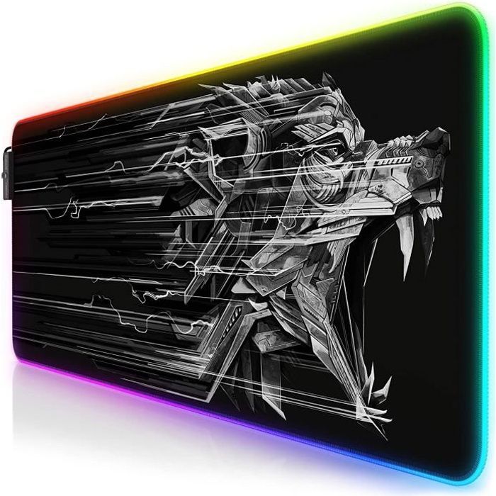 800 x 300mm Surface antidérapante pour Les Joueurs de l’Ordinateur PC et du Mac RGB Tapis de Souris Gaming XXL LED Lumineuse Tapis de Souris Multicolore 11 Modes Noir Blood Sang TITANWOLF
