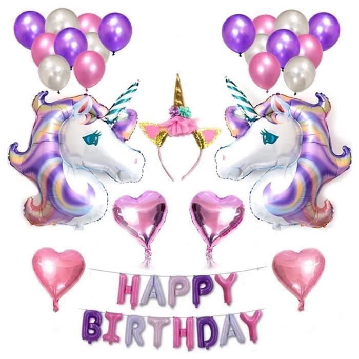 Decoration Anniversaire Licorne Ballons Banniere Joyeux Anniversaire Licorne Fournitures De Fete Enfants Adult Ki Cdiscount Maison