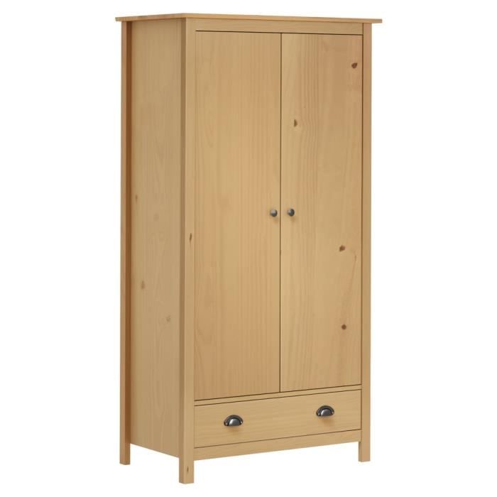 7773®HOME Designer Armoire de Chambre - Garde-robe à 2 portes 89x50x170 cm Pin solide Armoire Penderie Meuble Rangement