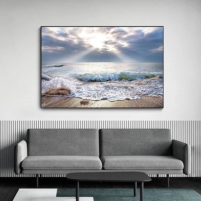 Tableau Déco Moderne Impression Sur Toile 50x70 Cm - Motif Homard Minimaliste Bord De Mer - Neuf