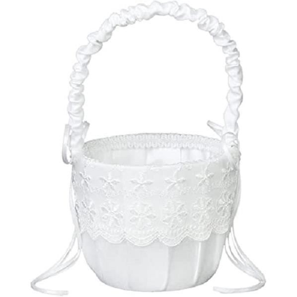 Panier De Mariage Pour Bouquetière – Blanc Ivoire – Cérémonie, Lancer De Pétales, Accessoire De Mariage