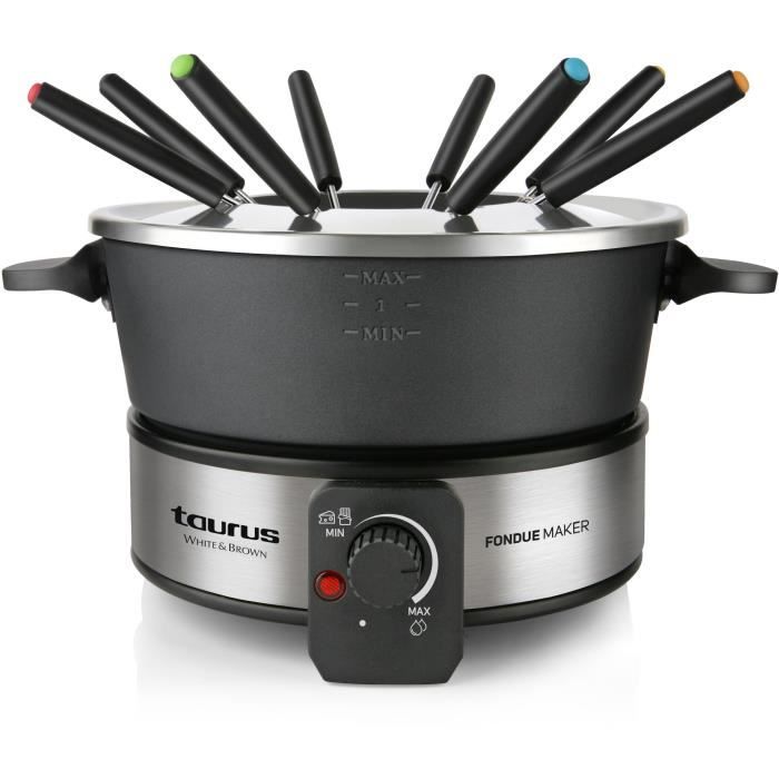 Appareil à fondue Taurus FF2 de 1000W, capacité de 2L, pour 8 personnes, tous types de fondue, température régable