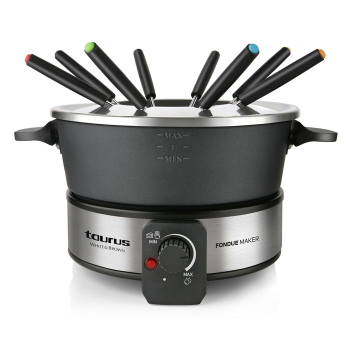 Appareil à fondue Taurus FF2 de 1000W, capacité de 2L, pour 8 personnes, tous types de fondue, température régable