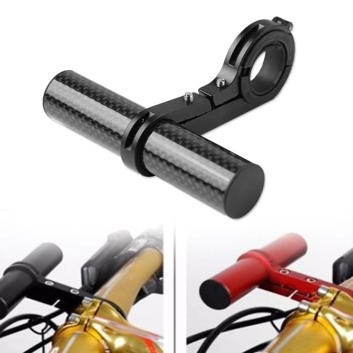 Vélo Extension Cadre Guidon Vélo Lampe Support de téléphone Noir 20 cm Carbon Tube