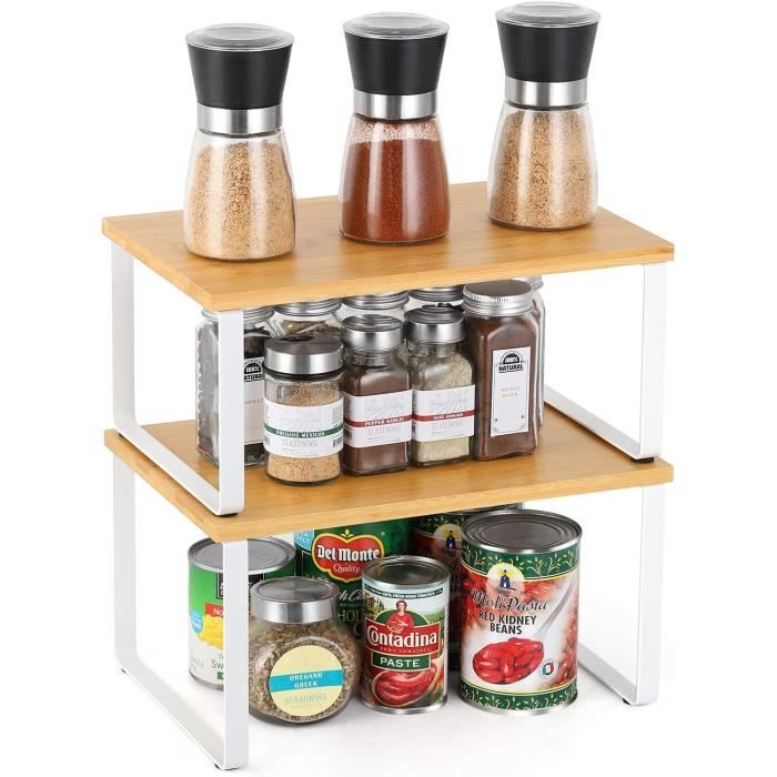 Lot De 2 étagères Empilables Pour Boîtes De Conserve - Organisateur De Garde-manger - Noir - En Fer - 3