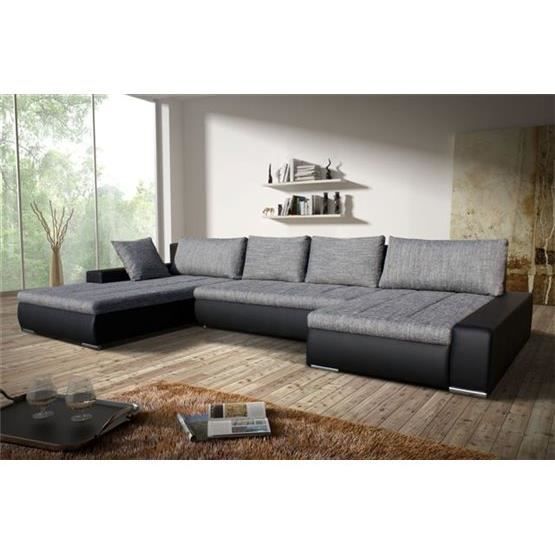 Canapé Angle En U Réversible Halo Gris Clair Et Noir Achat
